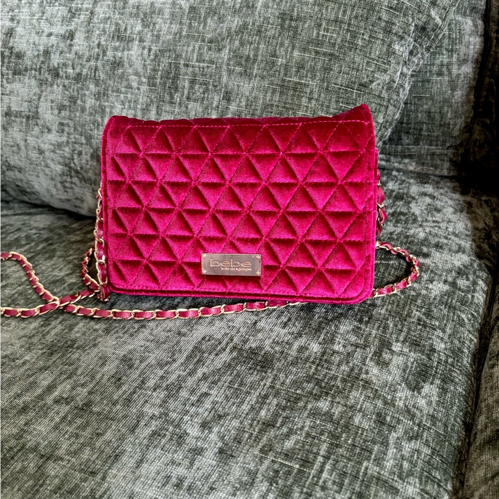 Bebe Fuchsia Quilted Crossbody Bag